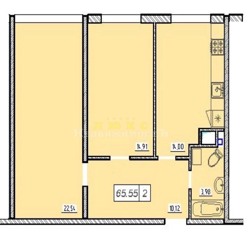 Продам двокімнатну квартиру 65,5 м2 в ЖК 49 Перлина, Таїрова ID 51834 (Фото 3)