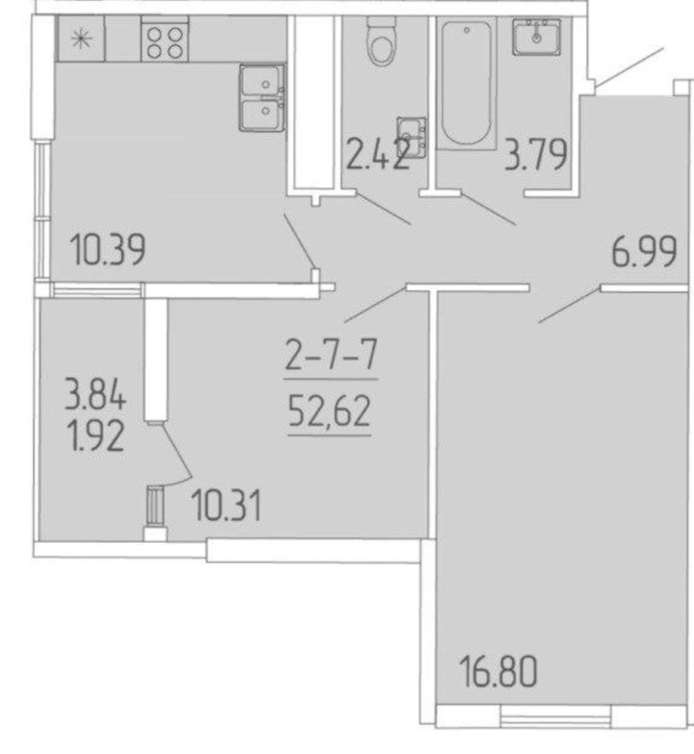 Новая квартира в "65 Жемчужине" Kadorr City 53м. ID 54259 (Фото 11)