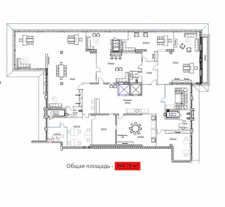 ПРОДАЖА ОФИСНОГО ЭТАЖА 650 м² В ЖК "Башня CHKALOV" ID 54305 (Фото 3)