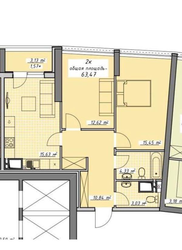 Продажа 2-х комнатной квартиры в ЖК "Атмосфера" ID 54426 (Фото 9)